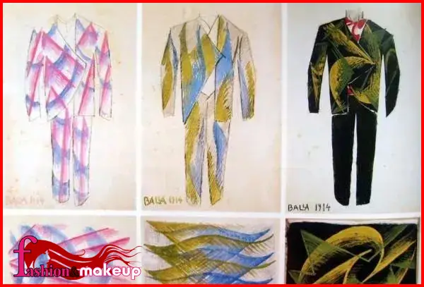 Giacomo Balla, 3 futuristic suits, fabrics and finishes, 1914